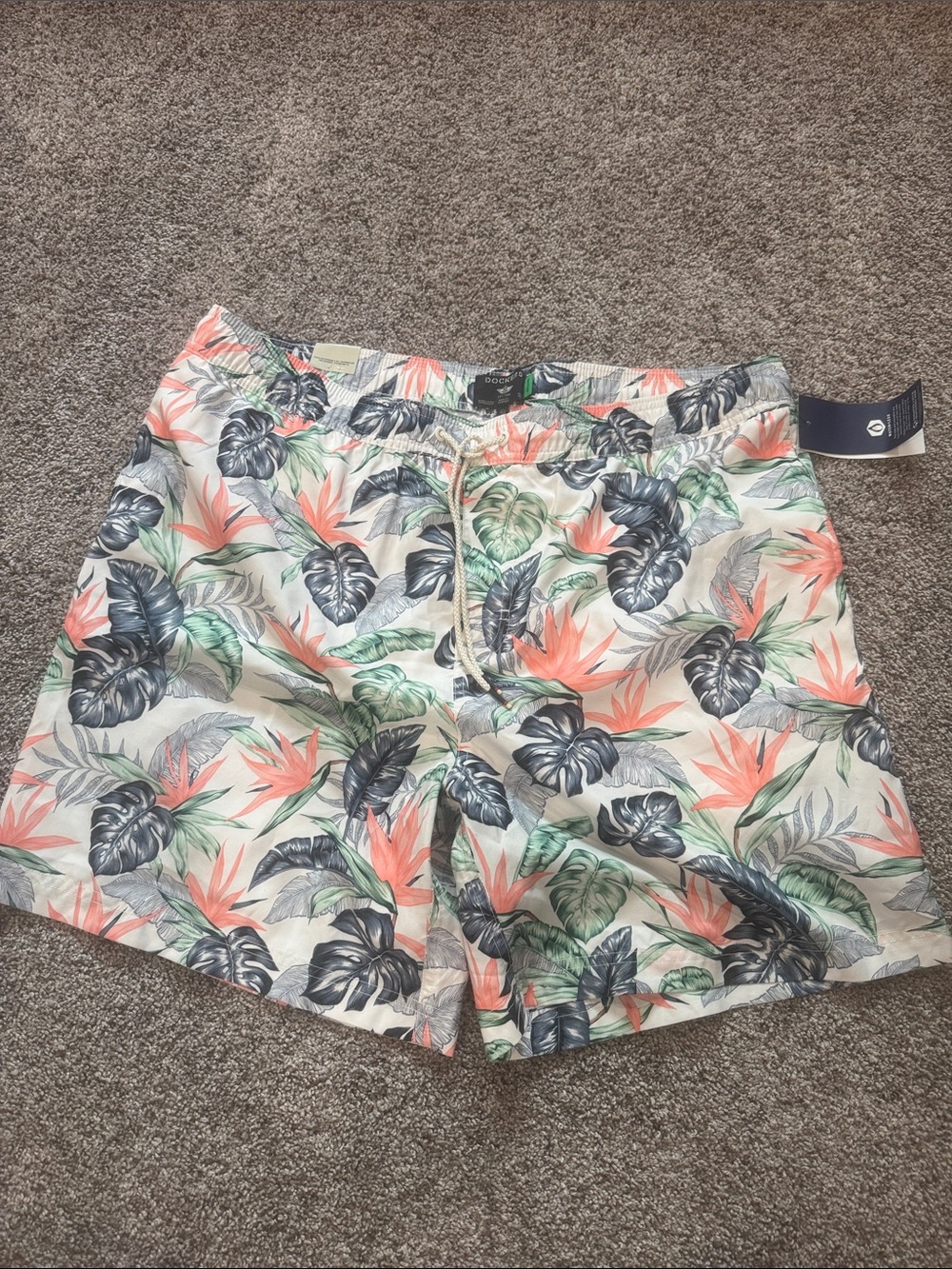 Dockers Coral & Green Tropical Print Men's Hybrid Shorts